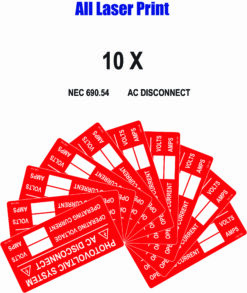 150-134_Label PACK_PHOTOVOLTAICE SYSTEM AC DISCONNECT 10X