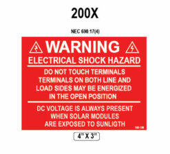 150-138_200_Label PACK_WARNING_ELECTRICAL SHOCK HAZARD 200X