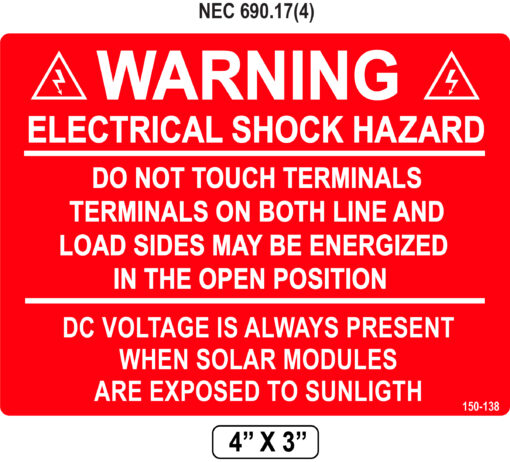 160-138_ELECTRIC SHOCK HAZARD_Label