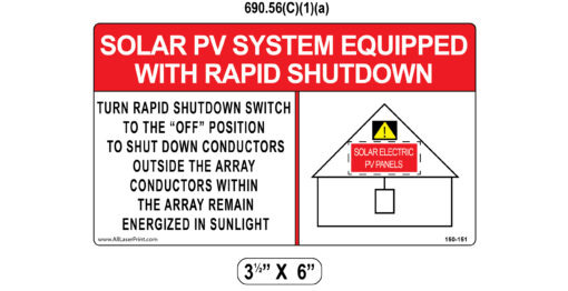150-151_Label_SOLAR PV SYSTEM EQUIPPED WITH RAPID SHUTDOWN