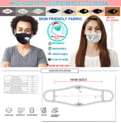 2 Pack High Quality Christmas Face Masks with Ear Savers Washable and  Breathable Features a Double Layer Fabric Goes Over Your Nose for Secure Fit(White Christmas)