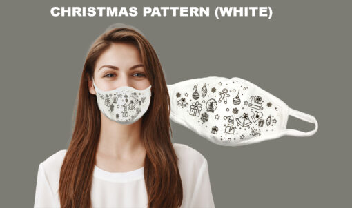 2 Pack High Quality Christmas Face Masks with Ear Savers Washable and  Breathable Features a Double Layer Fabric Goes Over Your Nose for Secure Fit(White Christmas) - Image 7