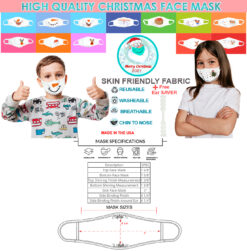2 Packs Christmas Face Masks for Kids with Ear Savers-Comfy for 5 to 8 year-old Kids