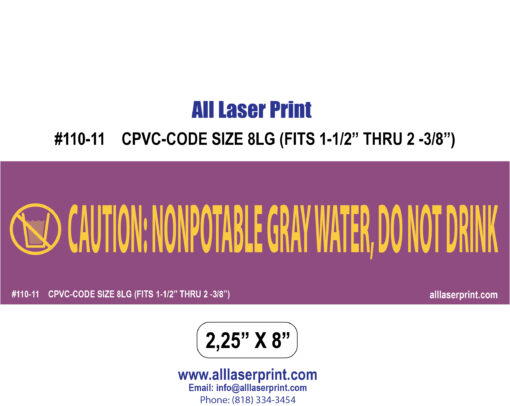 110-CPVC-Code-Non potable Water Pipe Markers - Gray Water - Image 6
