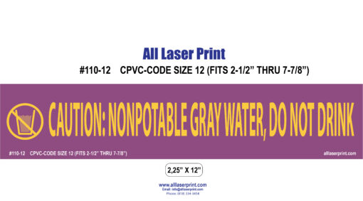 110-CPVC-Code-Non potable Water Pipe Markers - Gray Water - Image 5
