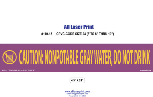 110-CPVC-Code-Non potable Water Pipe Markers - Gray Water - Image 4