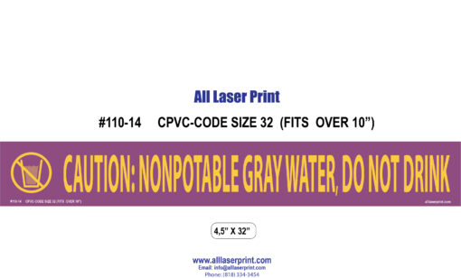 110-CPVC-Code-Non potable Water Pipe Markers - Gray Water - Image 3