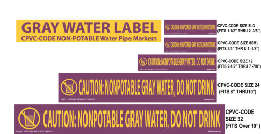 110-CPVC-Code-Non potable Water Pipe Markers - Gray Water - Image 2
