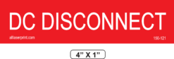 150-121P DC Disconnect Placard