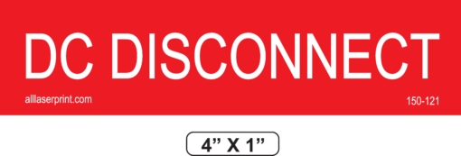 150-121P DC Disconnect Placard