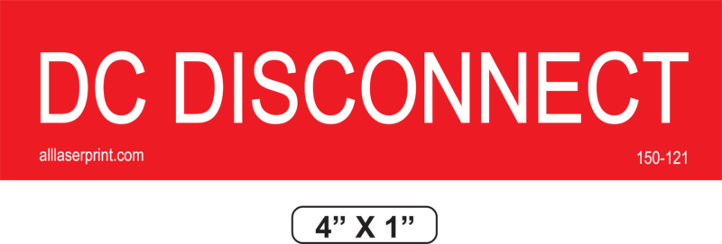 150-121P DC Disconnect Placard