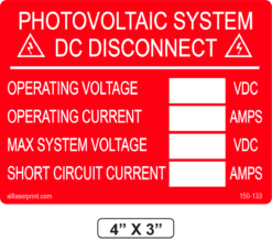 #150-133 DC Disconnect Labels-write in