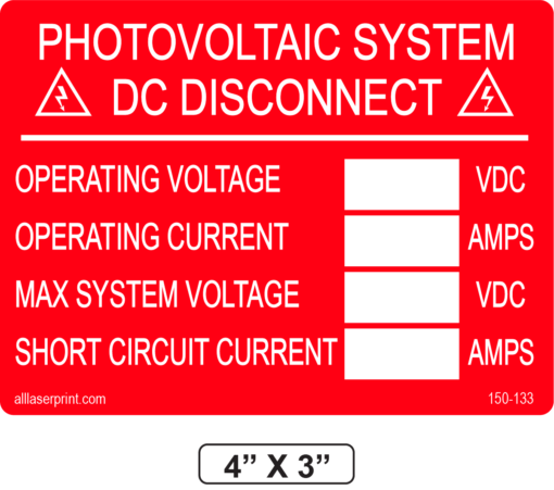 #150-133 DC Disconnect Labels-write in